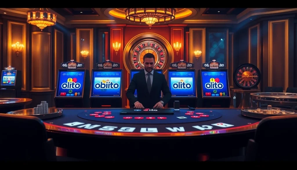 Experience the thrill of obraltoto as you play slot games at a luxurious casino with vibrant colors and exciting gameplay.