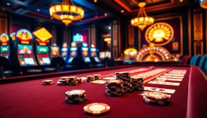 No hu signals high-stakes excitement at a luxurious poker table with chips and cards.