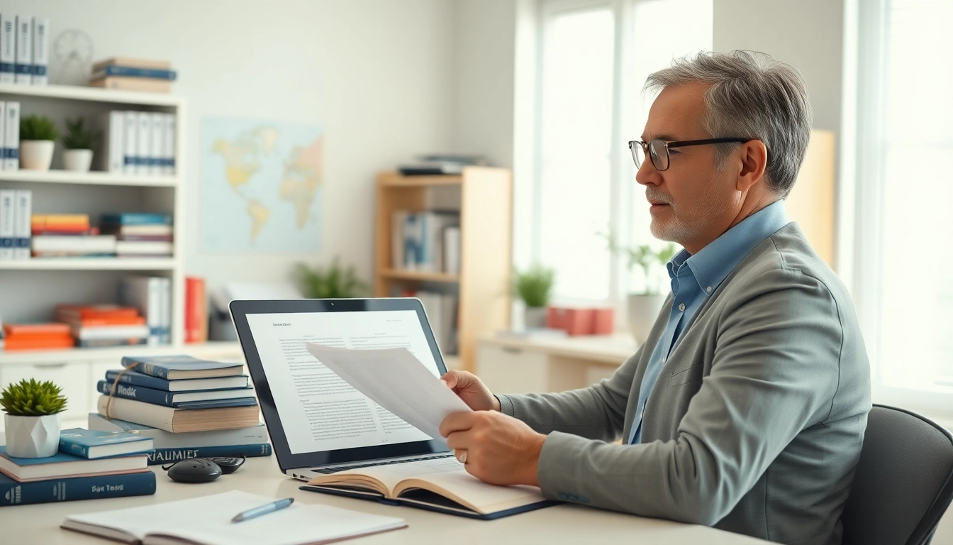 Expert traducteur assermenté à Marseille travaillant dans un environnement de bureau moderne.