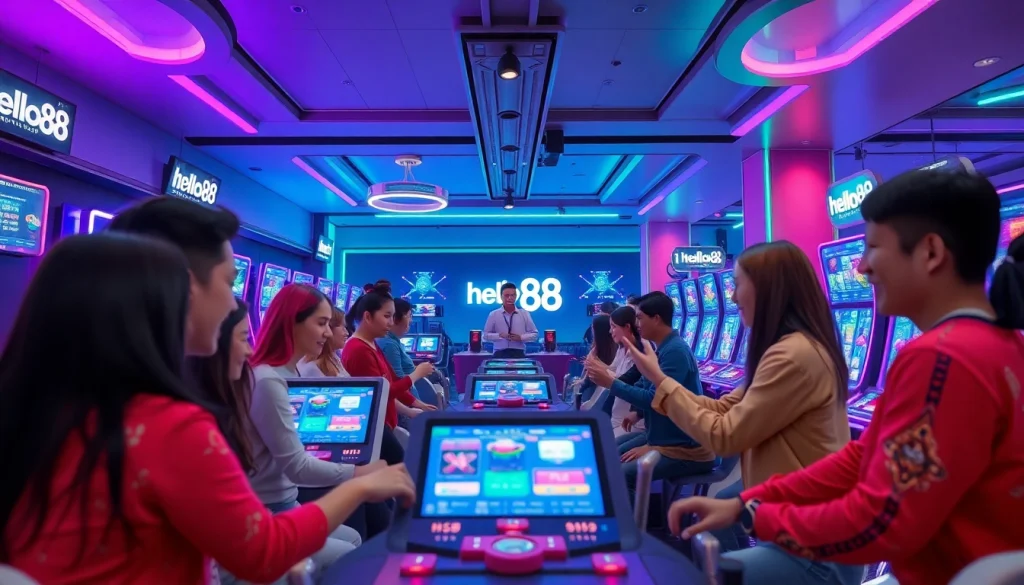 Hello88 online gaming experience showcasing vibrant players in a modern casino setting.