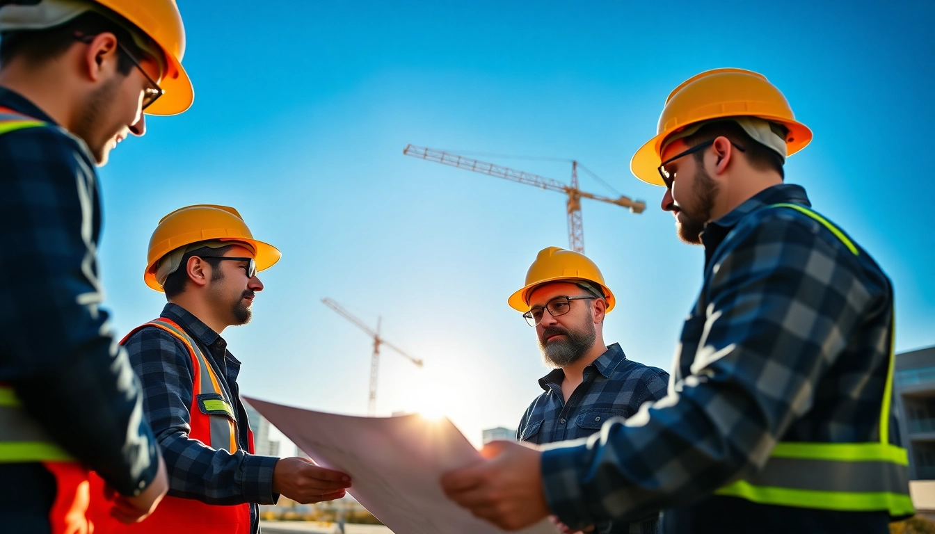 Workers embodying southern california contractors association principles while collaborating on a job site.