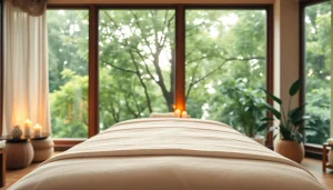 스웨디시 마사지가 진행되고 있는 아늑한 스파 환경을 강조한 이미지