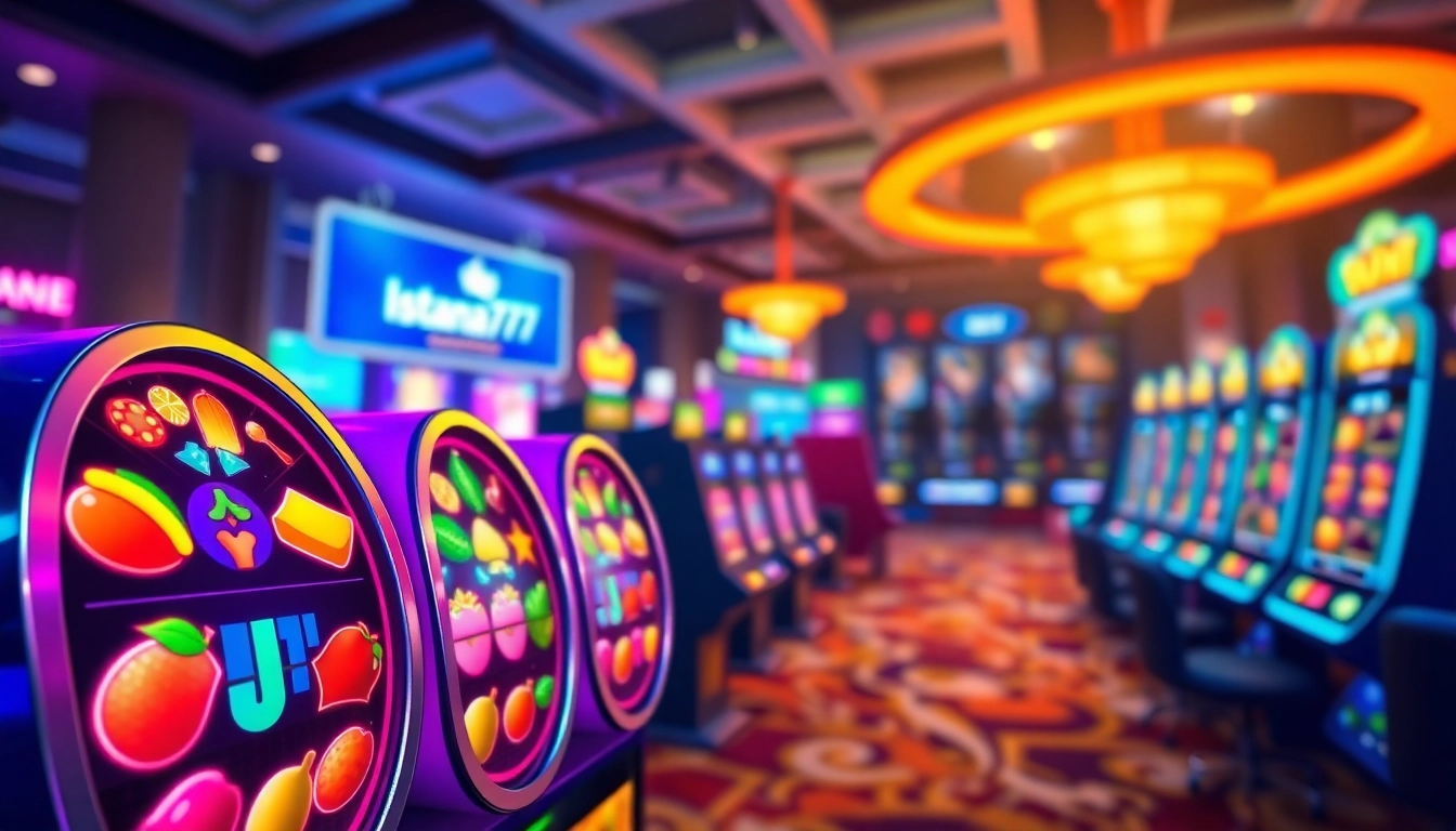 Menampilkan antarmuka Istana777 Situs dengan grafis slot mesin yang berwarna-warni.