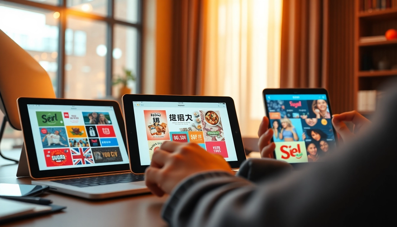 현대적인 온라인 쇼핑 환경에서 다채로운 상품권카드 디스플레이를 선보이는 모습.