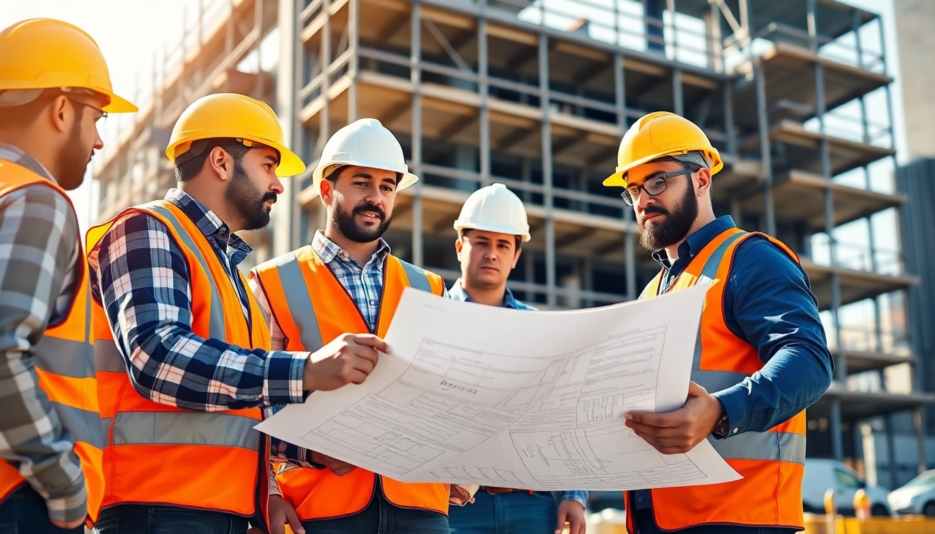 Manhattan Commercial General Contractor showcasing skilled workers collaborating on a construction site.