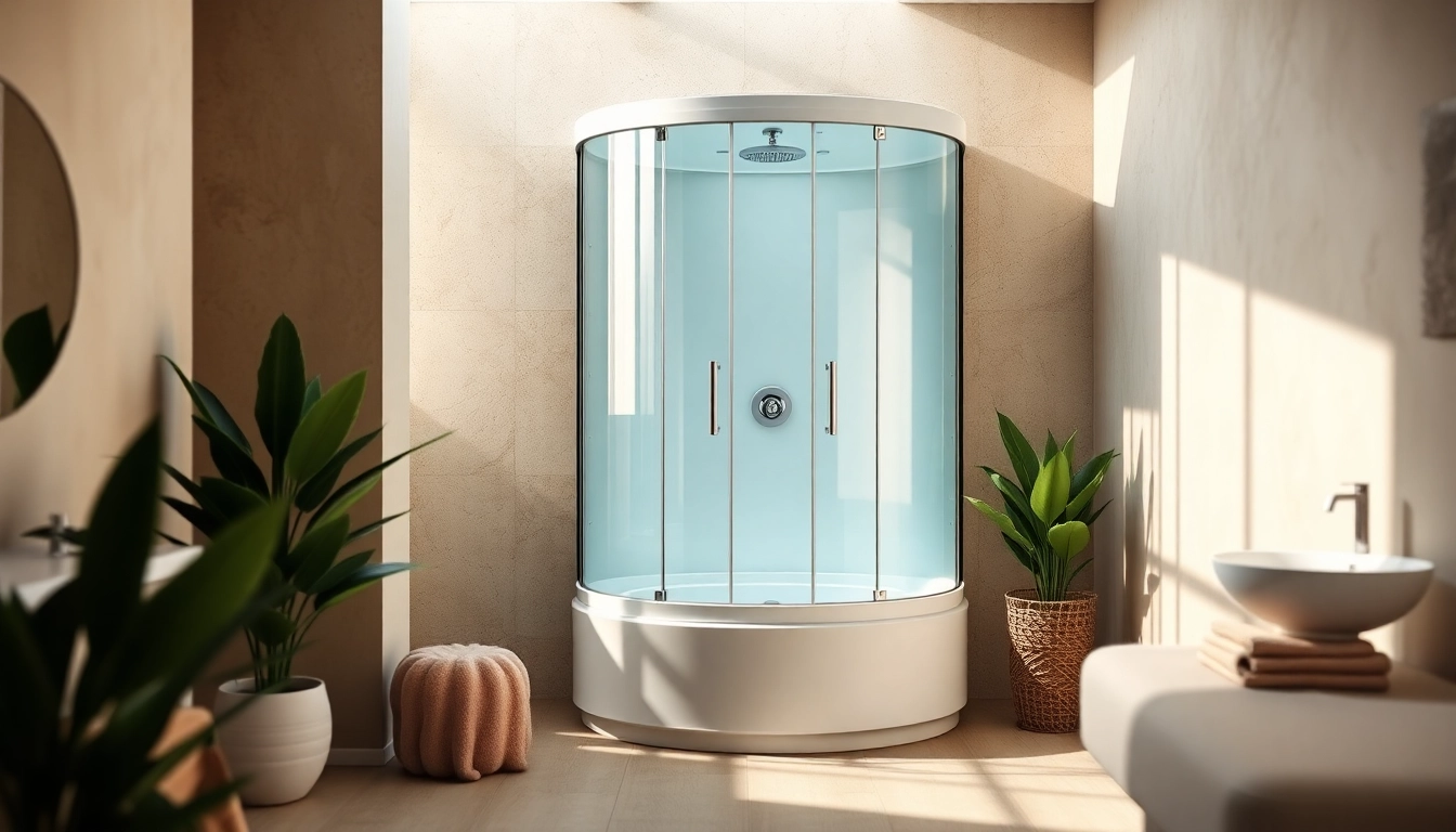 Duschkabine 90x90 komplett in modernem Badezimmer mit eleganten Designs und sanften Farben