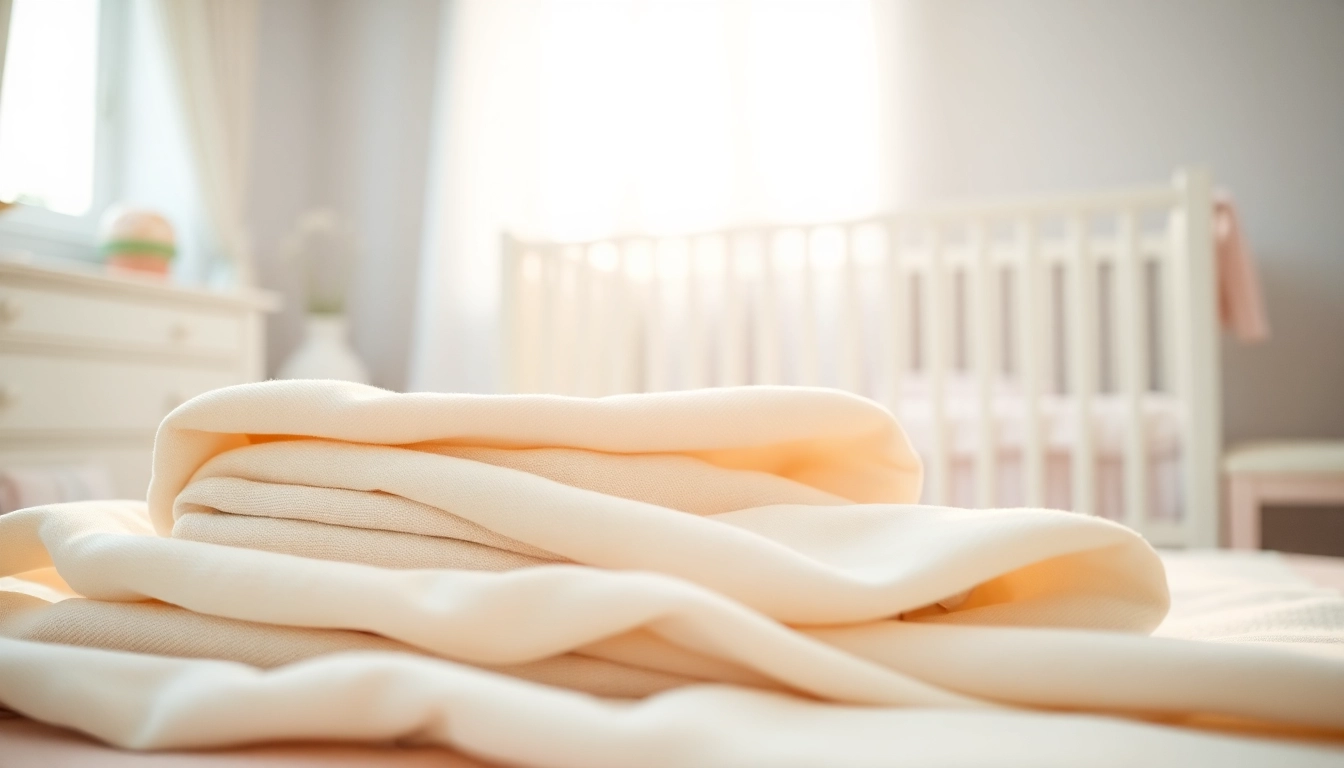 Stof voor pasgeboren baby's in serene pastel setting, perfect for a cozy nursery.