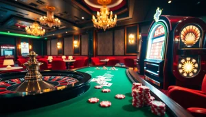 Action-packed scene of Trang game Haywin featuring spinning roulette and vibrant slot machines.