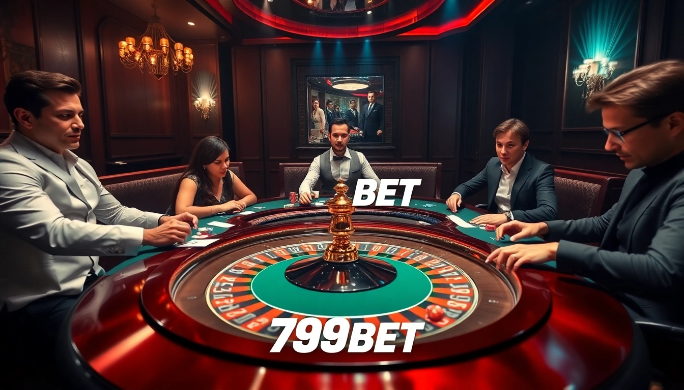 Players engaging at an upscale poker table, highlighting 789BET's professional gambling atmosphere.