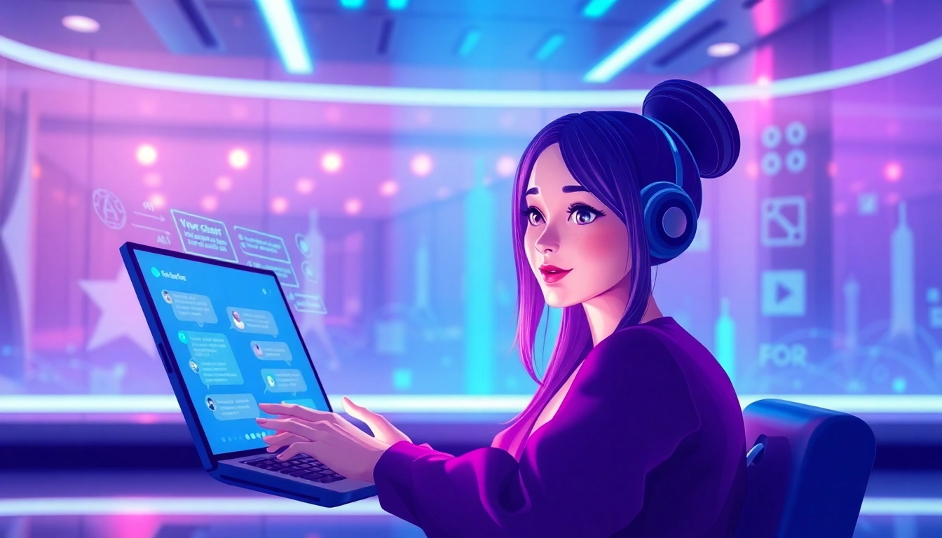 Engaging AI sex chat interface showcasing a futuristic interaction with a digital avatar.