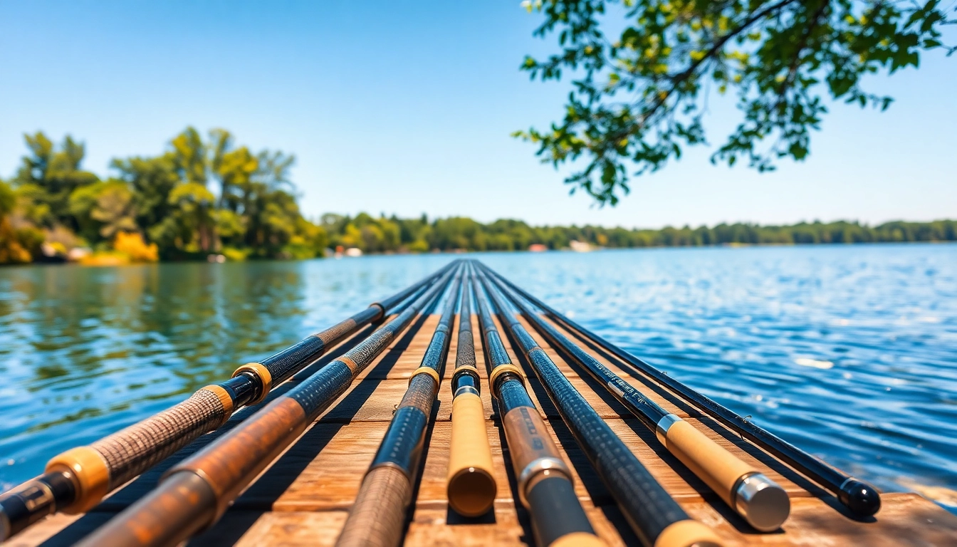 Showcasing the best fly fishing rods in serene lakeside setting for enthusiastic anglers.