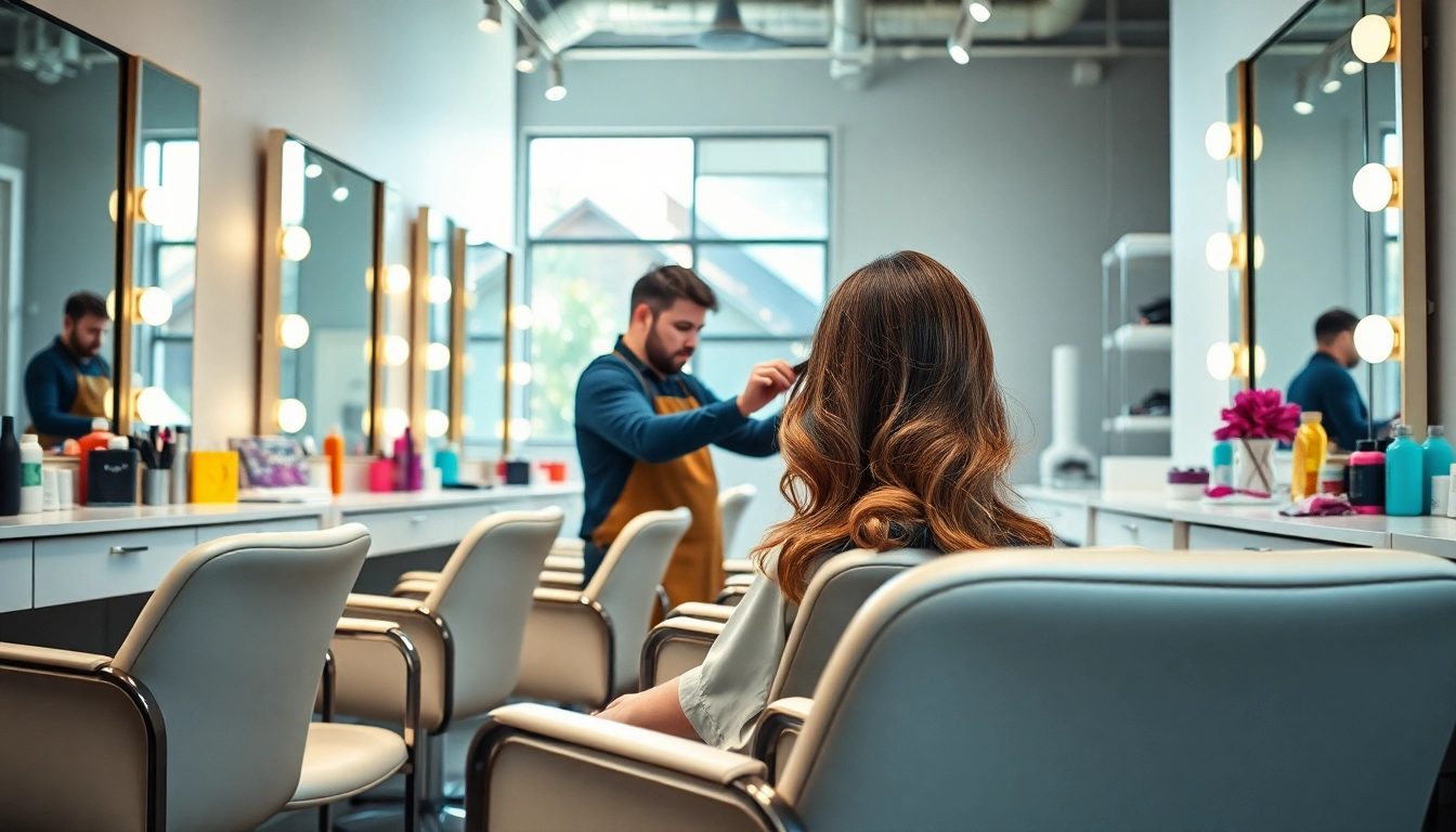 Hairstylist Craiova providing expert hair services in a vibrant salon environment.