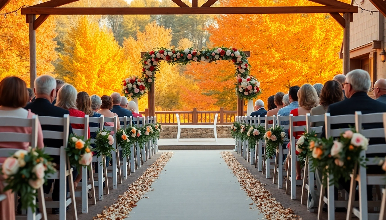 A romantic setup at Clarksburg Wedding Venues with floral decorations and golden hour lighting.