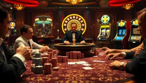 Experience high-stakes poker at a luxurious casino with hidden wiki influences in the ambiance.