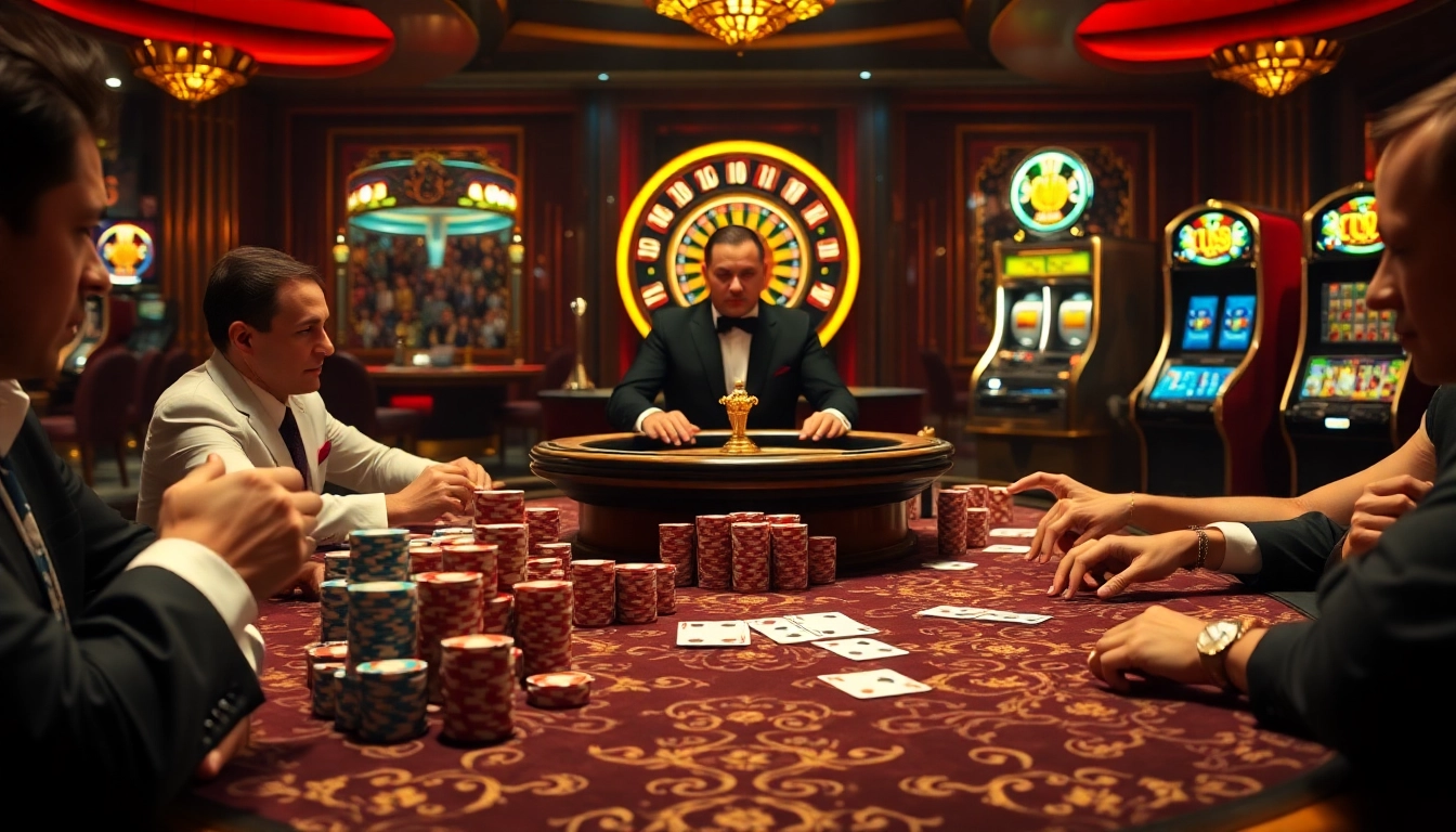 Experience high-stakes poker at a luxurious casino with hidden wiki influences in the ambiance.