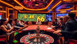 Số Đỏ 66 players enjoying a thrilling game at a luxurious casino table, capturing the excitement.