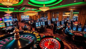 Experience sbobet sports betting excitement with vibrant gaming tables and players in action.