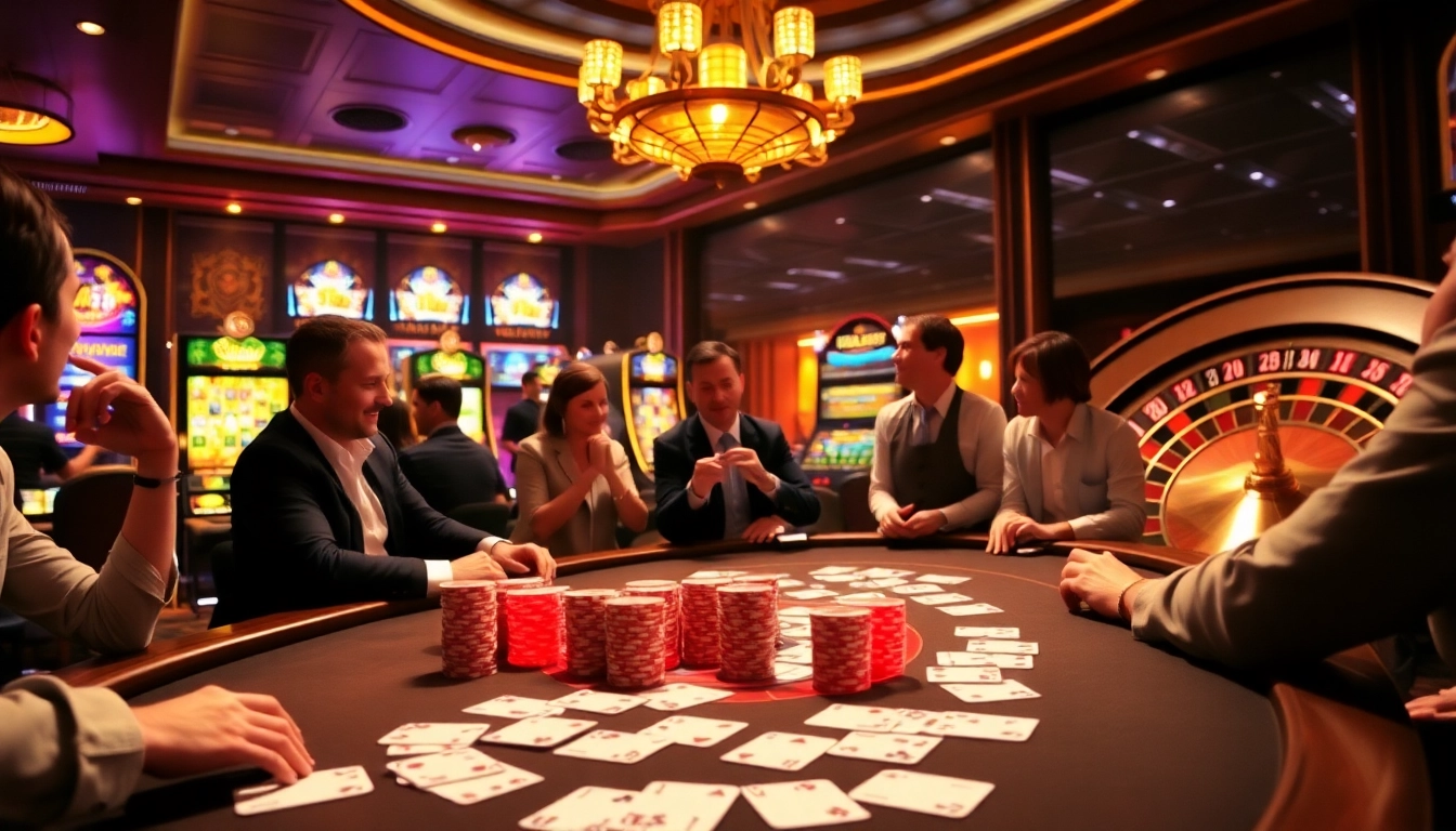 Experience the thrill of SHBET at a luxurious casino poker table with vibrant lights and eager players.