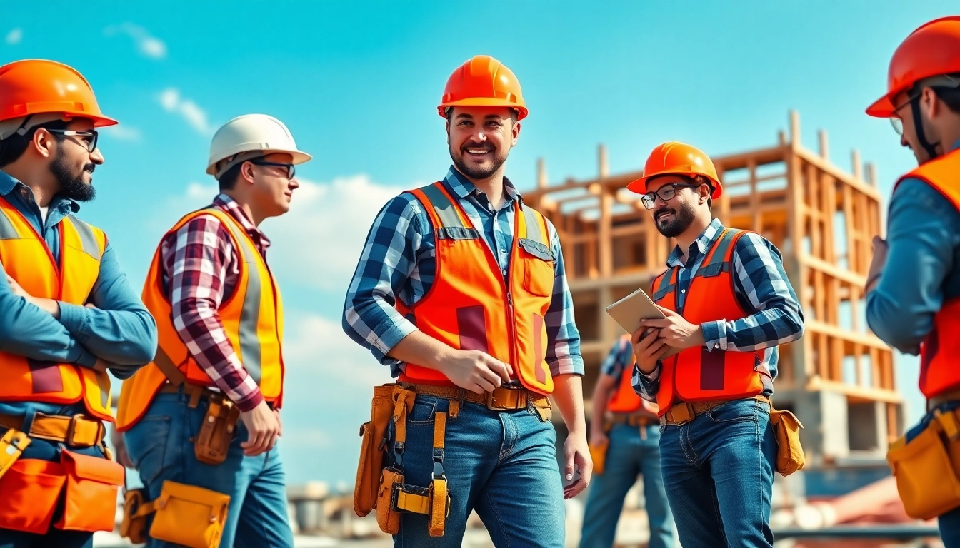 Young workers engaged in construction apprenticeships carolinas on a sunny building site.