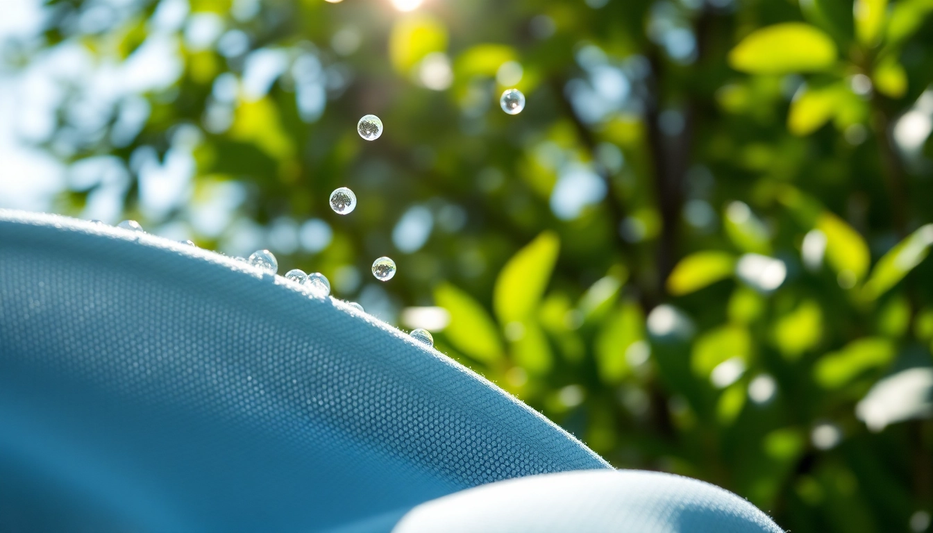 De absorberende werking van innovatieve stoffen met waterdruppels op een buitenlocatie.