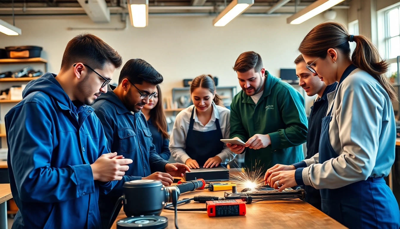 Students in hawaii trade schools collaborating in a hands-on learning environment.