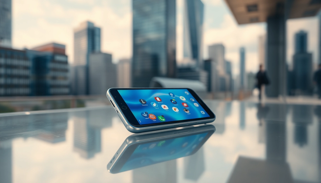 Porównanie smartfony z nowoczesnym otoczeniem urbanistycznym, pełne detali i koloru.