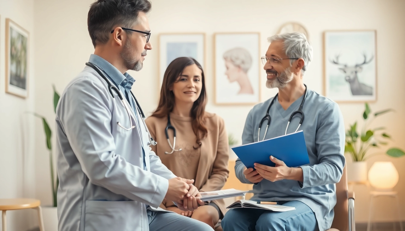 Anxiety symptoms assessment between patient and doctor in a calming clinic.