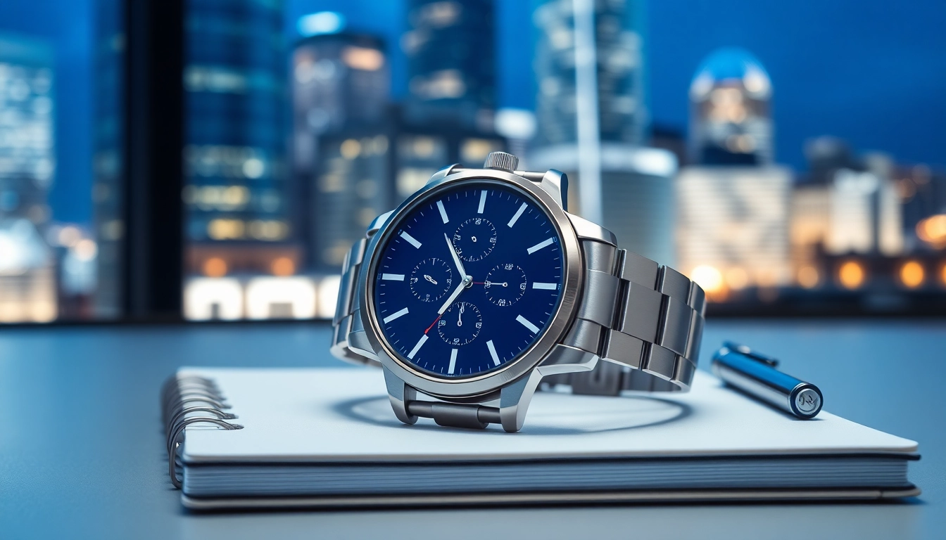 Showcasing a stylish Pulse Smart Watch against a modern urban backdrop.