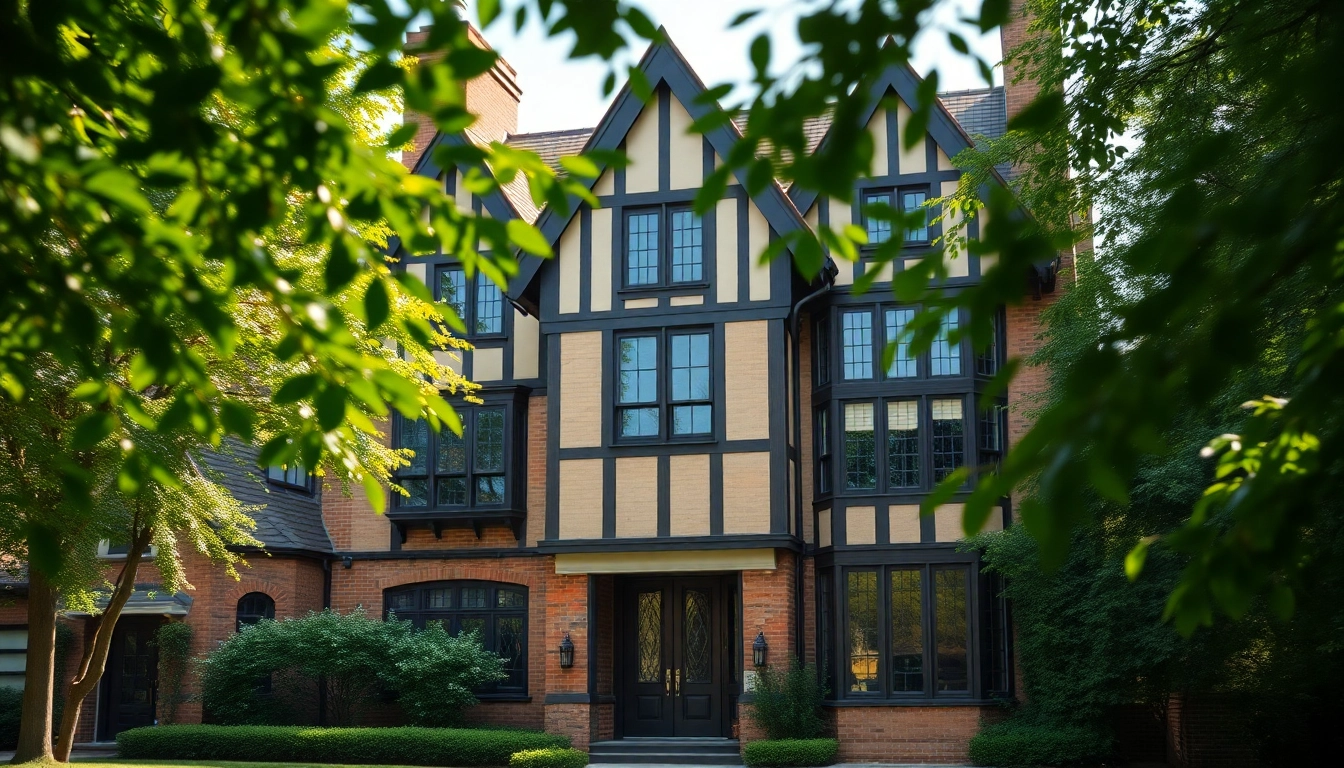 Showcasing the Wellesley Tudor Expansion, this image highlights its stunning architecture amidst lush greenery.
